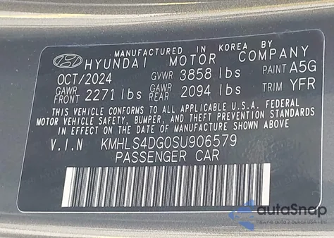 2025 Hyundai Elantra Sel Convenience z USA, uszkodzony, nr VIN KMHLS4DG0SU906579